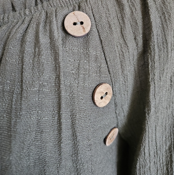 Olive Green Peasant Dress - Picture 3 of 4